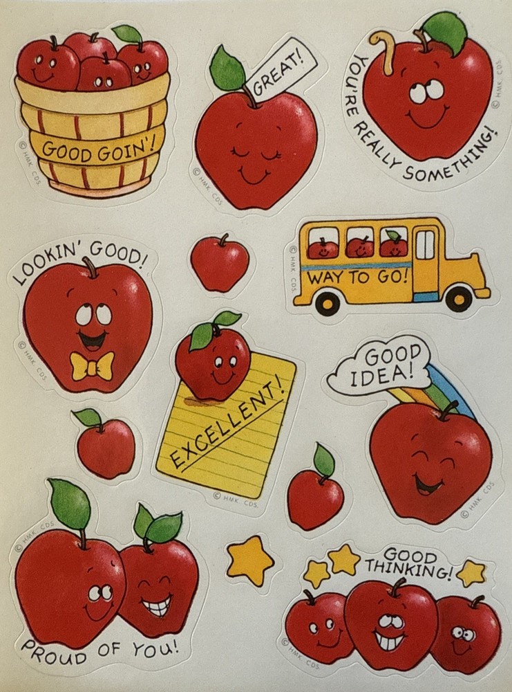 GOOD LOOKING APPLE Stickers (13pc)Hallmark•Vintage 1983 •Reward•Card Making•