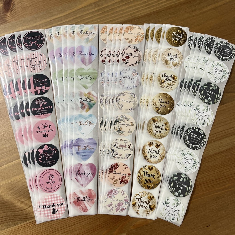 200pcs Cute Thank You Stickers 1” Small Business for Decorate Envelopes Sealing
