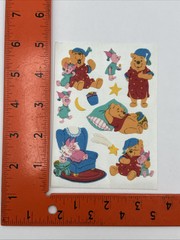 Vintage Disney Fuzzy Winnie The Pooh Piglet Stickers Sandylion – 1 Sheet NOP