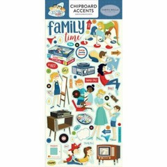 Family Fun Night Games Music Television Memories Carta Bella Chipboard Accents