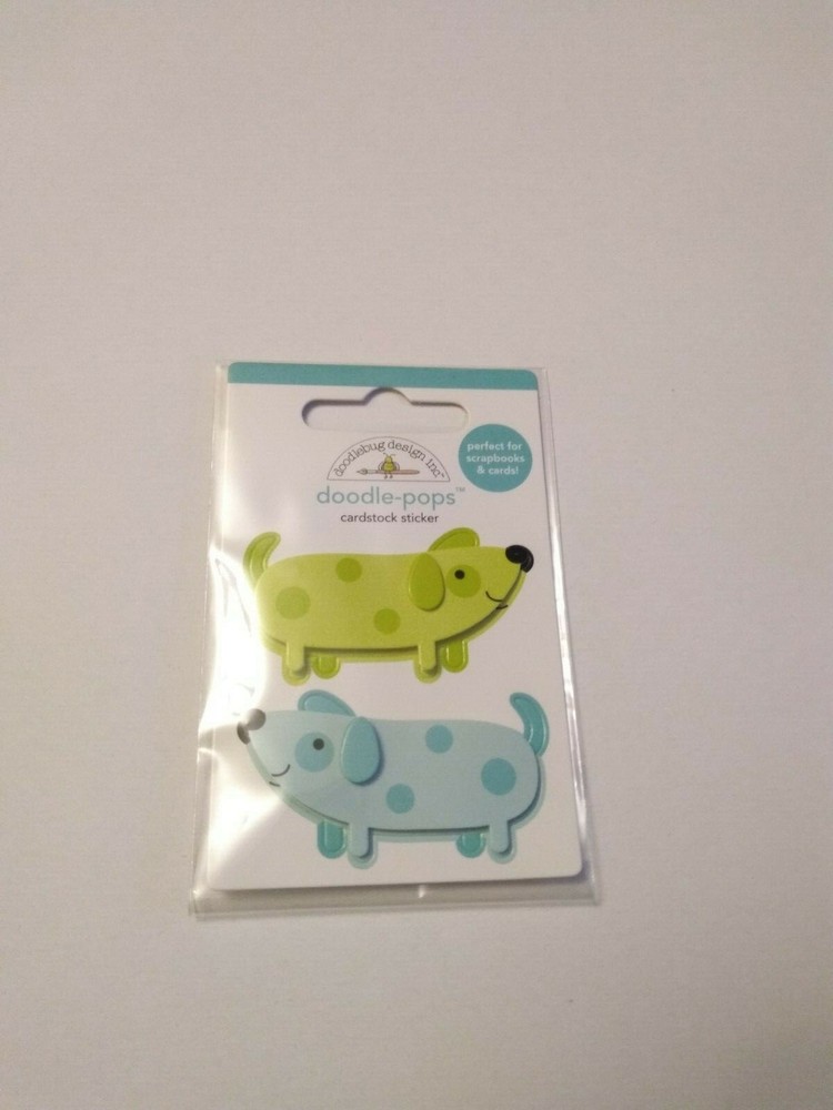 Crafts 3D Doodlepop Sticker DB Teenie Weenie Dogs Blue Green Polka Dots