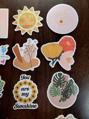 STICKERS x 12 Positive Affirmation Happy You are My Sunshine Palm Flowers 23Y2