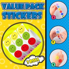 1500Pcs Smiley Stickers for Sticker Rolls 10 Styles Round Reward Teacher Stic…