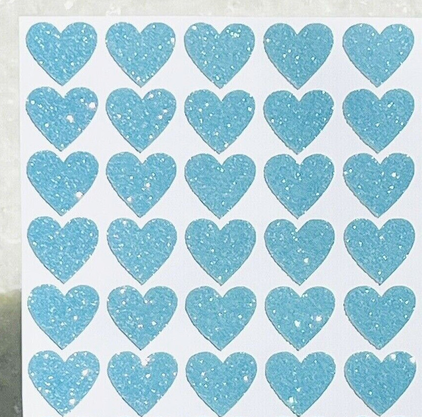 Blue Glitter Heart Sticker Sheet! – Choose a Size – Cute & Sparkly!