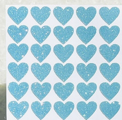Blue Glitter Heart Sticker Sheet! – Choose a Size – Cute & Sparkly!