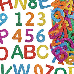 Fancy Land 216Pcs Glitter Foam Letter Number Stickers Self Adhesive Glitter Alph