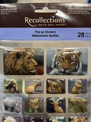 RECOLLECTIONS STICKERS 3D ANIMAL ZOO FARM JUNGLE ANIMALS POP-IP STICKERS 28PCS