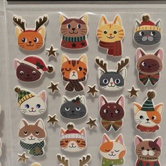 Christmas Paper Crafts Puffy Stickers- Christmas Cats Kitten-lot Of 2