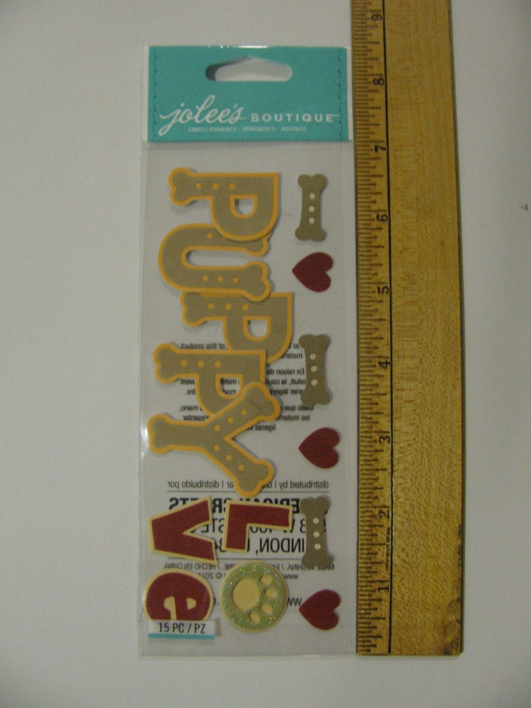 Jolee’s Dimensional Embellishments PUPPY LOVE Bones Hearts Paw 15 Pieces NIP