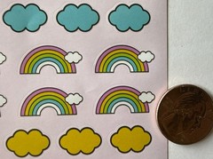 HELLO KITTY FRIENDS Stickers (76pc)Sanrio•Clouds•Rainbow •Cartoon•Card Making•