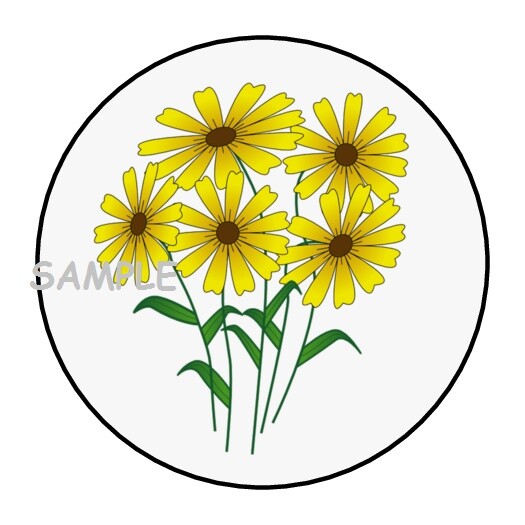 30 YELLOW FLOWERS BOUQUET ENVELOPE SEALS LABELS STICKERS 1.5″ ROUND PRETTY GIFT