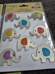 Crafters Square/Glitter-Metallic Multicolor/Elephants Stickers/Lot Of 5 Packs
