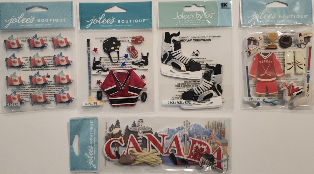 Lot Of 5 JOLEE’S BOUTIQUE Dimensional Scrapbooking Stickers CANADIAN ICE HOCKEY