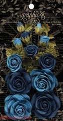 Graphic 45 Staples Rose Bouquet Bon Voyage French Blue New in Pkg