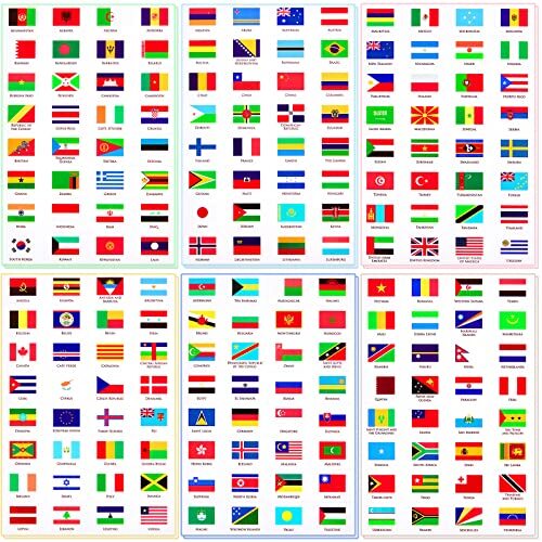 384 Pcs World Flags Stickers World Map Passport Stickers for Planner Journal