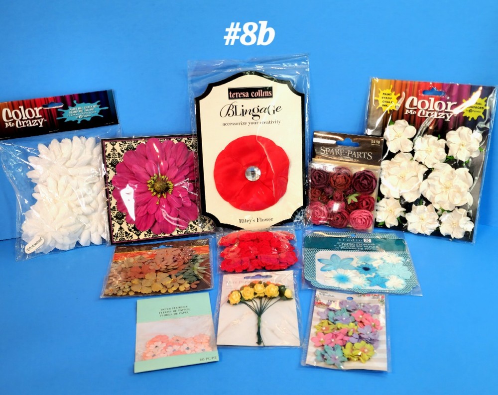 RETIRED RARE ASSORTED BEAUTIFUL 11CT. FLOWERS LOT SCRAPBOOK EMBELLISHMENTS #8b