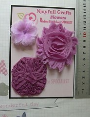 MULBERRY ORCHID Mix – Organza Fabric – 40-65mm Across 3 Piece Flower Pk SF3B