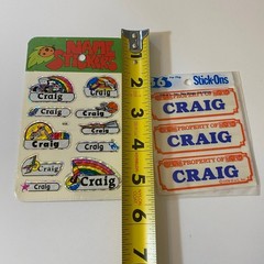Vintage 70s & 80s BJ & Stick-Ons Property Of Craig Name Stickers
