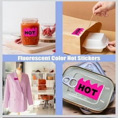 500pcs Rave Hot Stickers 2 x 1-1/5 Inch Fluorescent Red Hot Flame Fire Shape Lab