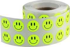 1/2″ Inch Small Fluorescent Yellow Happy Face Labels, 1,000 Total Adhesive St…