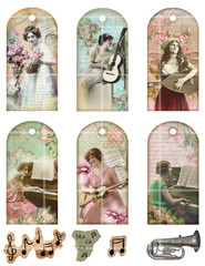 Junk Journal Supplies Vintage Music Collage Sheet Scrapbook Card Toppers Crafts