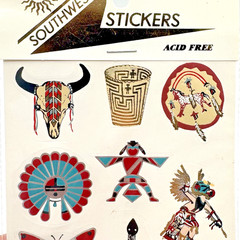 Vintage Astroline Southwest Stickers Metallic Foil Native Motif 2 Sheets NOS