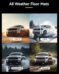 3W Floor Mats for Toyota Tundra 2014-2021 (Only for CrewMax Cab), TPE All Weathe