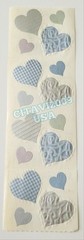 MRS GROSSMAN’S 2004 VINTAGE STICKERS TEXTURED EMBELLISHED HEARTS Grey Blue Lilac