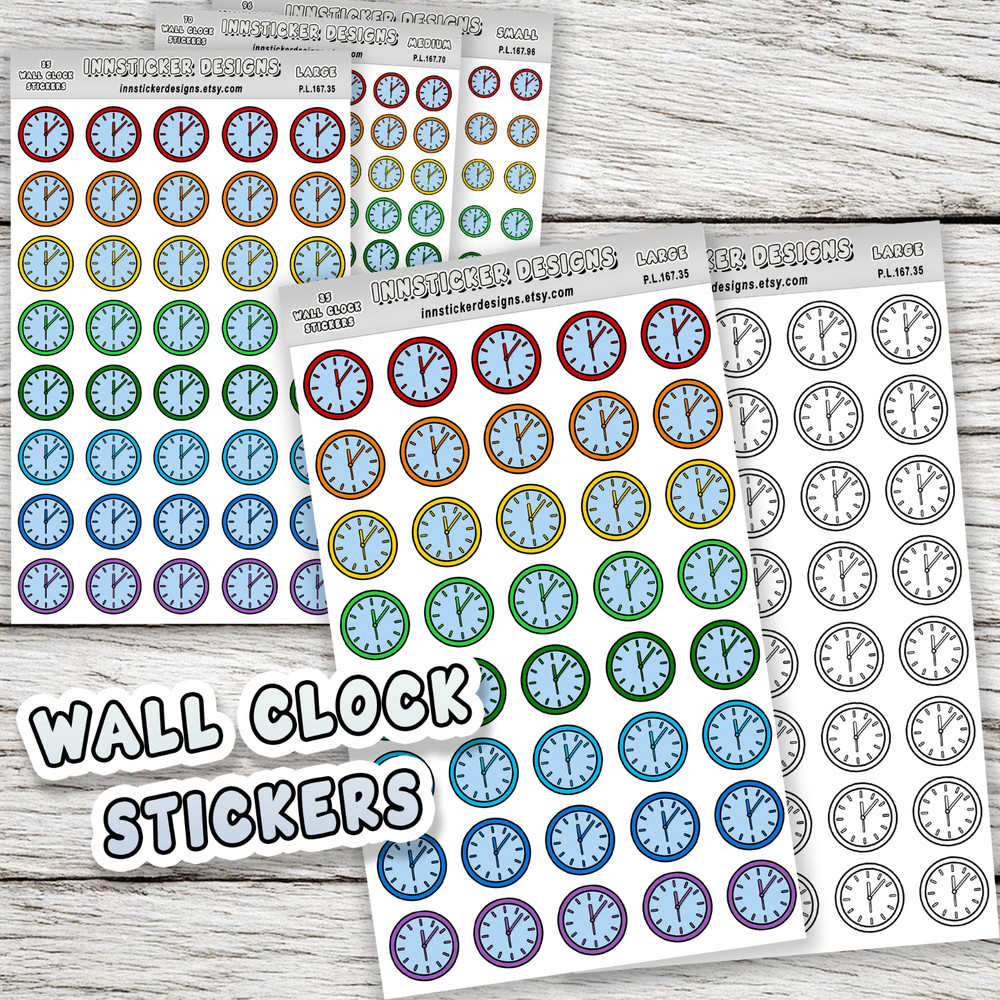 Clock Stickers, Mini Icon Reminder Planner stickers, Journals, Scrapbooks