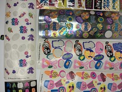 vintage stickers 90s lot Rose Art Metallic Animals Food Rainbows Smiley Faces #s