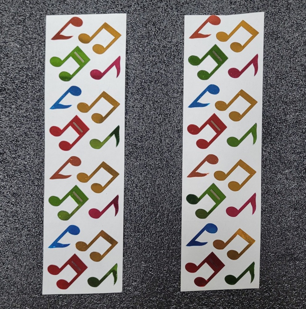 RARE VINTAGE «MUSIC NOTES» STICKERS! HAMBLY STUDIOS 1980S HOLO FOIL COLLECTABLE