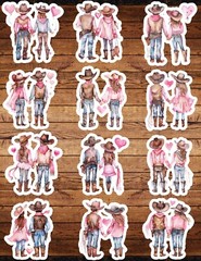 Cowboys in Love Die Cut Vinyl Stickers Set Scrapbooking Laptop WaterBottle