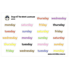 Days Of The Week Planner Stickers – Text Lowercase Style
