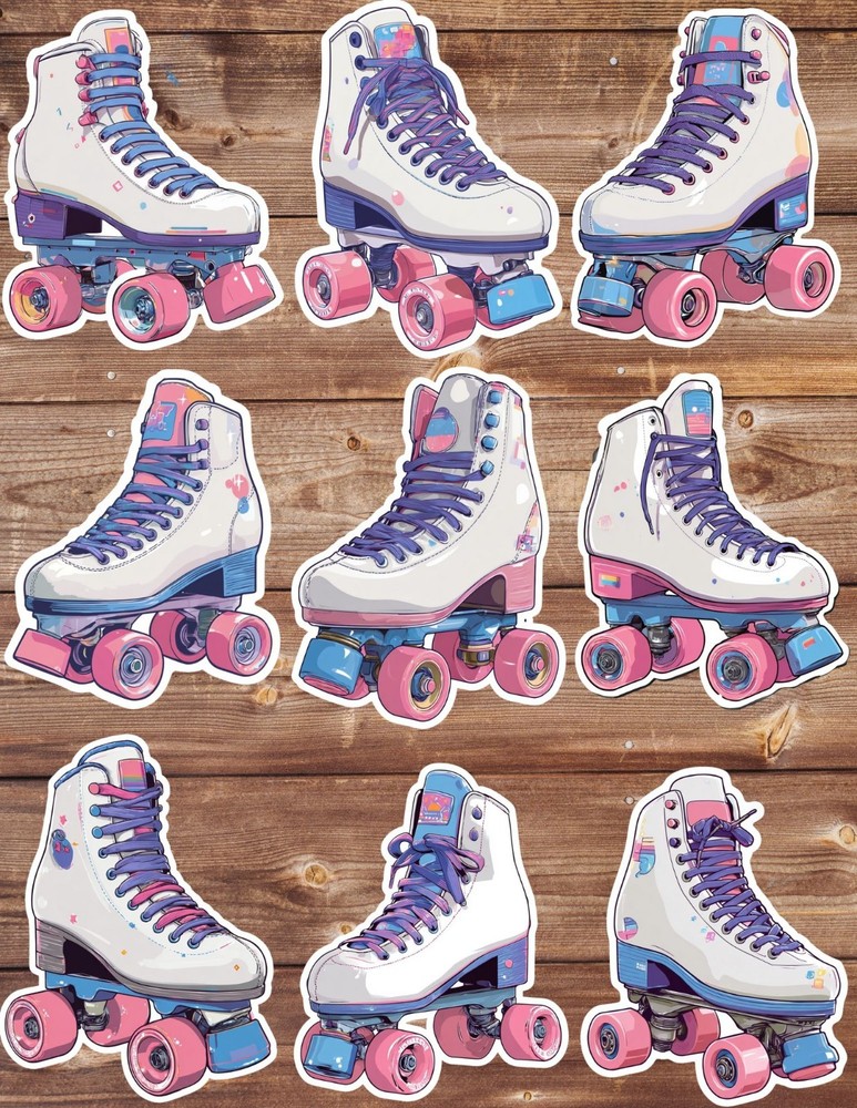 Roller Skate Vinyl Die Cut Stickers Set Scrapbooking Laptop Water Bottle