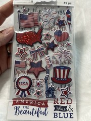 New Recollections 4TH OF JULY PATRIOTIC Scrapbooking Stickers 49 Pc