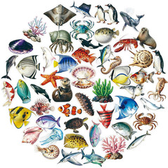 50Pcs Cute Animal Transparent Stickers Pack for Scrapbook Party Favors