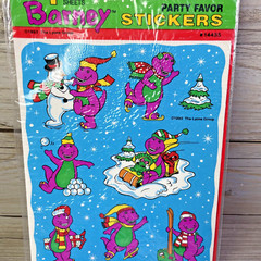 Barney Purple Dinosaur VTG Unique Brand Stickers 4 Sheets 1993 USA Made Sealed