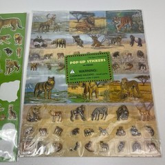 Pop Up Stickers Jungle Animals Safari Puffy Vintage Lion Tiger Gorilla See Note