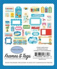 Carta Bella Summer Splash Frames & Tags, 33 Pieces, Die Cut Cardstock Pieces