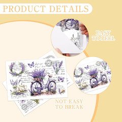 Rub on Transfers for Crafts, 6 Pcs UV Lavender Purple Floral Transfer Stickers,
