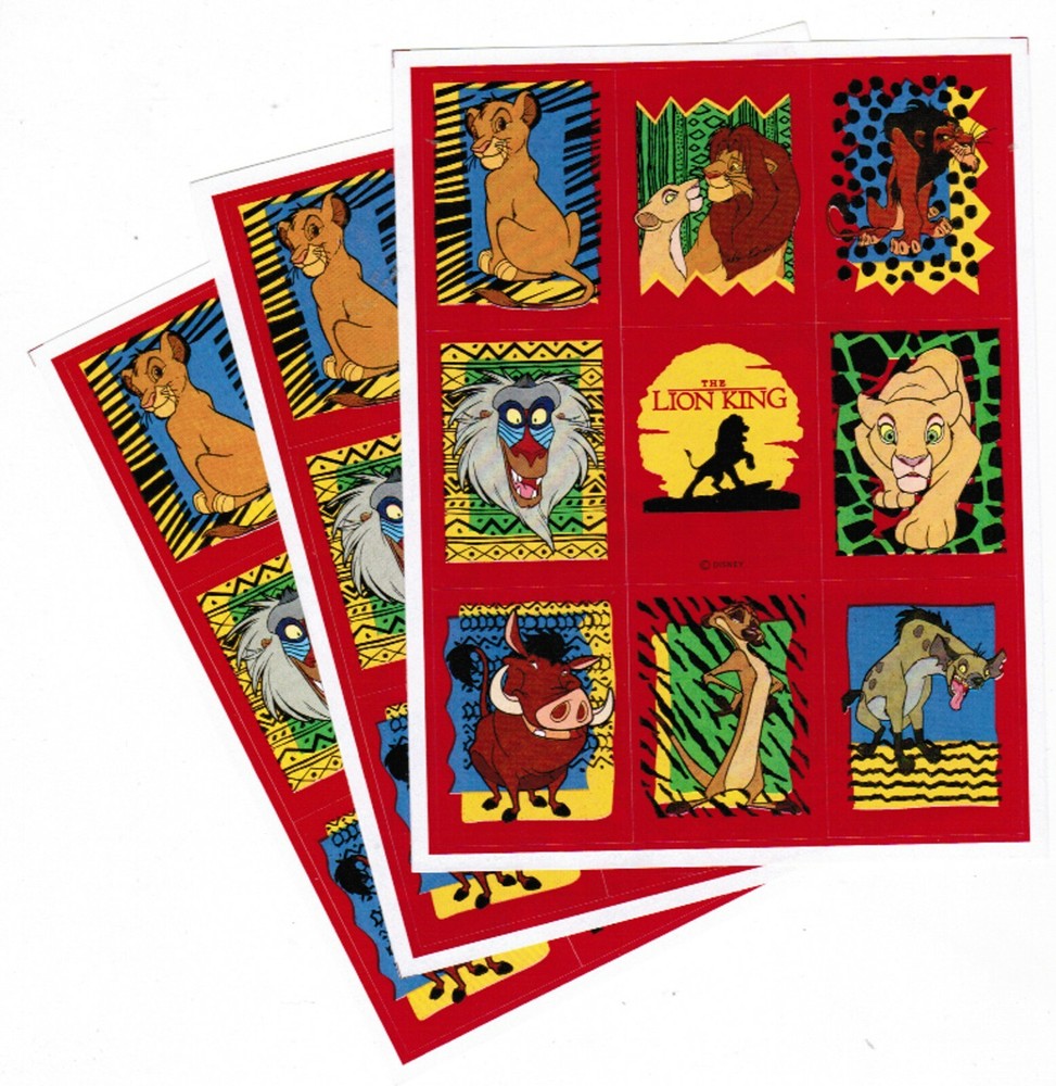 3 Sheets Disney LION KING Scrapbook Stickers! Simba Scar Mufasa Timon Pumbaa