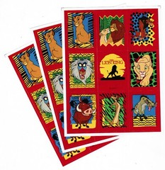 3 Sheets Disney LION KING Scrapbook Stickers! Simba Scar Mufasa Timon Pumbaa