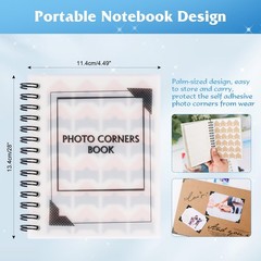 15 Sheets 360 PCS Golden Black Acid-Free Photo Corners Notebook, Self-Adhesiv…