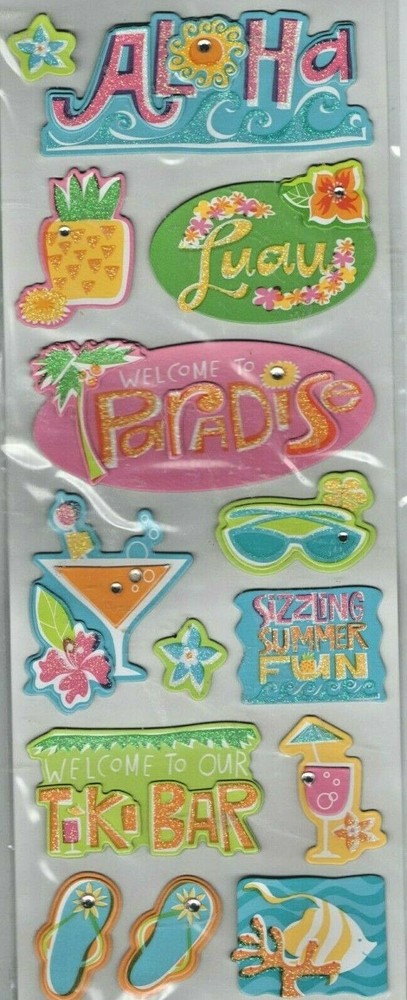 Park Lane Adhesive Chipboard Stickers~ALOHA BEACH~14 pieces~Beautiful! QK SHP