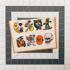 Vintage Halloween Puffy Stickers NOS HTF Witch Skeleton Skull Pumpkin Cat H1