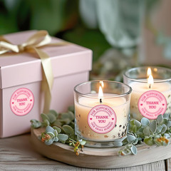 500 Pcs Thank You Stickers for Small Business Pink Cute, 2 Inches Self-Adhesive