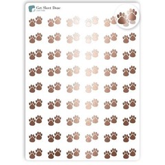 Paw Pet Planner Stickers / 54 Gold Foil (1/2”) / Dog Cat Care Medication Gr…