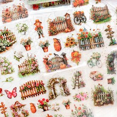 Windows Garden Shop PET Stickers Book Bullet Journals Card Scrapbooking Collage