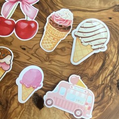 Food & Drink Dessert Scrapbooking Sticker Set Multicolor Ice Cream Cupcake