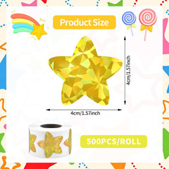 500 Pieces 1.5 Inch Gold Star Stickers Roll – Glitter Foil Star Shape Self Adhes